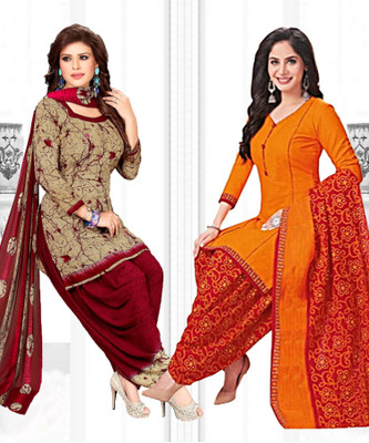 VERCO Crepe Solid, Printed Salwar Suit Material