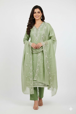 rajgharan nx Chanderi Embroidered Salwar Suit Material