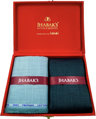 JHABAK'S Pure Cotton Solid, Self Design Shirt & Trouser Fabric