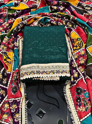 HouseOfCommon Crepe Solid, Printed Kurta & Patiyala Material