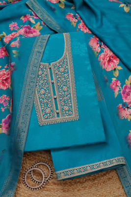 soch Silk Blend Floral Print Salwar Suit Material