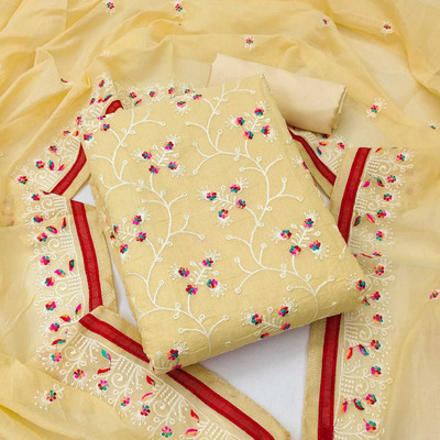 Wonaya Fab Cotton Linen Embroidered Salwar Suit Material