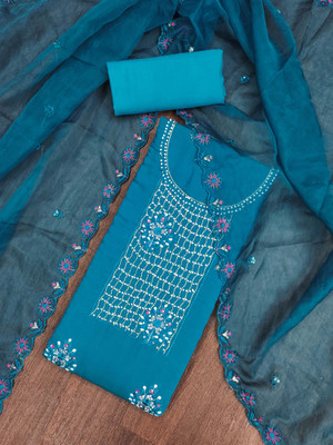 Divastri Silk Blend Embroidered Salwar Suit Material