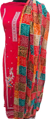 Threeadz collection Cotton Blend Embroidered Salwar Suit Material