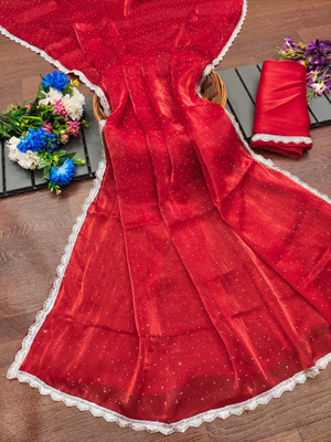 greeva enterprise Embellished Bollywood Jimmy choo Saree(Red)