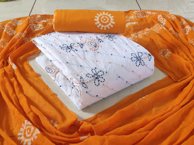 DHYANI DRESSES Pure Cotton Embroidered Salwar Suit Material