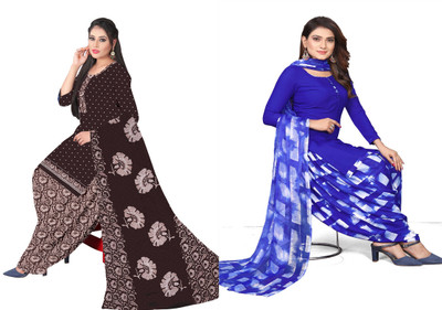 STYLEVEDA Crepe Printed Kurta & Patiyala Material