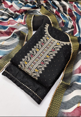 Tavas Chanderi Embroidered Salwar Suit Material