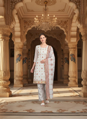PPTOSS Chanderi Embroidered Salwar Suit Material