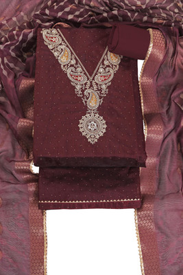 Tavas Cotton Blend Embroidered Salwar Suit Material