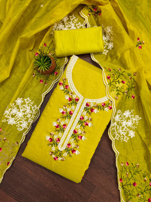 NEGRONISTAR Cotton Silk Embroidered Salwar Suit Material