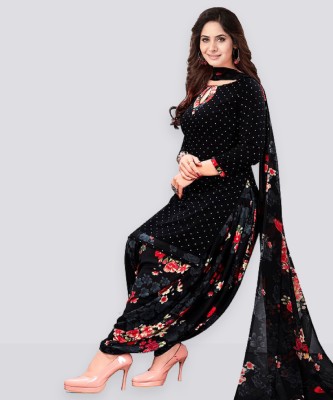 Samah Crepe Floral Print, Printed, Geometric Print Salwar Suit Material