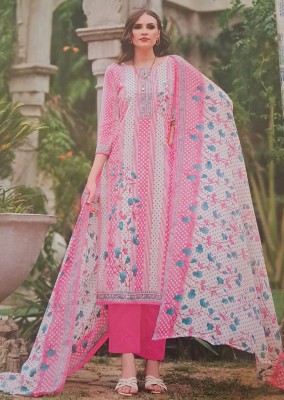 Ambar Lifestyle Pure Cotton Polka Print, Floral Print, Printed, Striped, Geometric Print Salwar Suit Material