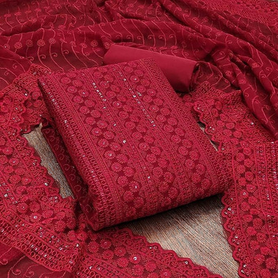 SWARNGANGA TEX Georgette Embroidered Salwar Suit Material