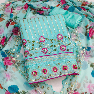 PandadiSaree Georgette Embroidered Salwar Suit Material