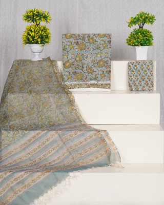 Siyaram Hand Prints Pure Cotton Printed Gown/Anarkali Kurta & Bottom Material