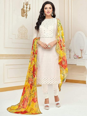 Rajnandini Chanderi Solid, Checkered, Printed Salwar Suit Material