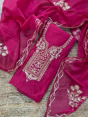 AARK Cotton Blend Embroidered Salwar Suit Material