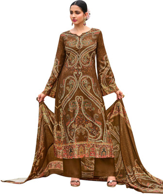 DRAVINAM Trends Wool Embroidered Salwar Suit Material