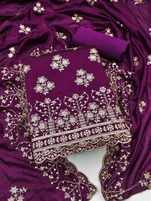 Nayanthara Trends Silk Blend Embroidered Salwar Suit Material