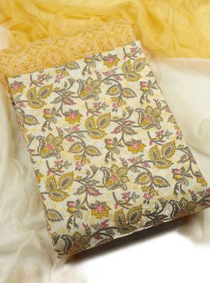 YANKITA Cotton Blend Printed Kurta & Patiyala Material