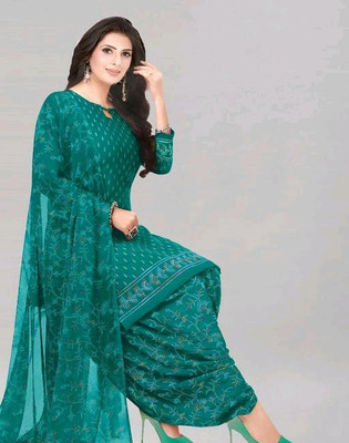 sarvagny clothing Crepe Floral Print Salwar Suit Material