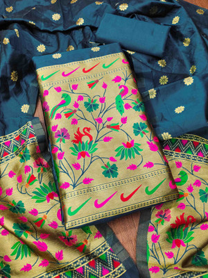Blissta Silk Blend Self Design Salwar Suit Material