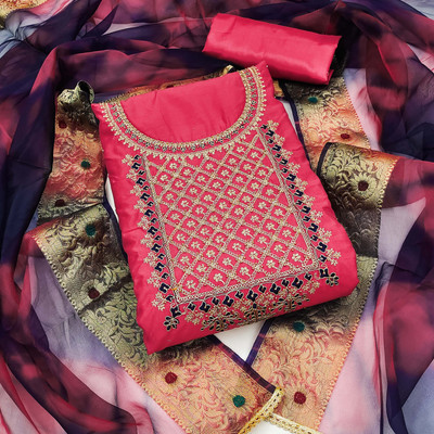Tasrika Cotton Silk Embroidered Salwar Suit Material