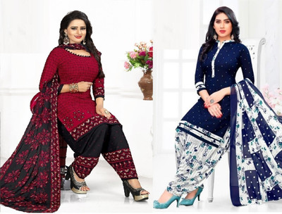 VERCO Crepe Printed Kurta & Patiyala Material