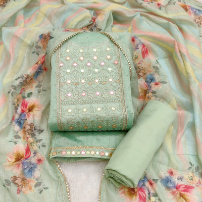 agnety Chanderi Embroidered Salwar Suit Material
