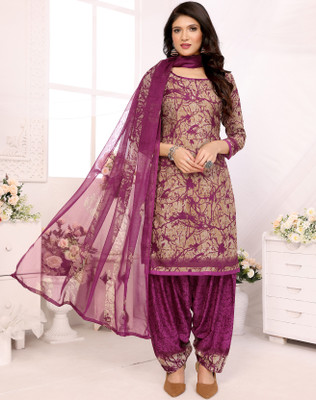 RIGDOM Crepe Floral Print Salwar Suit Material