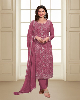 Dealbazaars Corporation Silk Blend Embroidered, Embellished, Self Design Salwar Suit Material