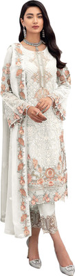 Gangotri Georgette Embroidered, Embellished Gown/Anarkali Kurta & Bottom Material