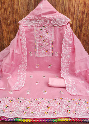 Fasdest Chanderi Embroidered Salwar Suit Material