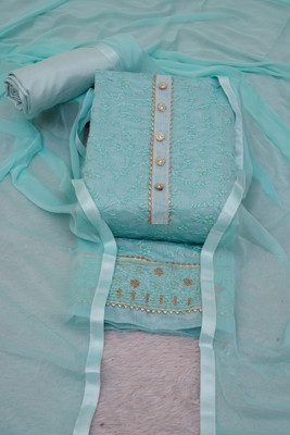Tavas Chanderi Embroidered Salwar Suit Material