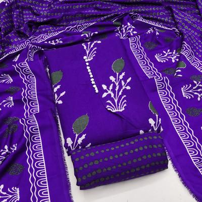 RUDRAA FAB Cotton Blend Printed Salwar Suit Material