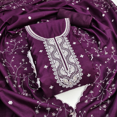 ShopGlobal Pure Cotton Embroidered Salwar Suit Material