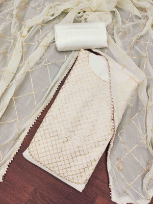 Blissta Chanderi Embellished Salwar Suit Material