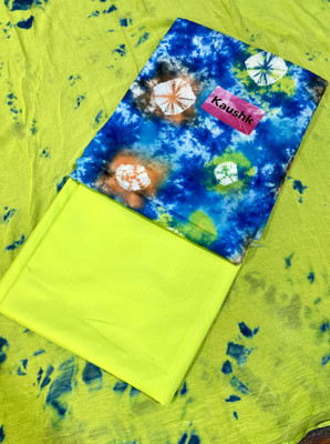 Kaushk Cotton Blend Dyed, Printed, Washed/Ombre, Colorblock Kurta & Patiyala Material