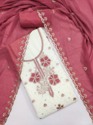 RISHA EXIM Georgette Embroidered Salwar Suit Material