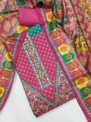 NIDHI'S FASHION Crepe Embroidered Salwar Suit Material