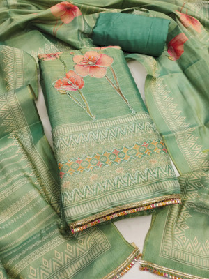 manvaa Cotton Silk Embroidered Salwar Suit Material