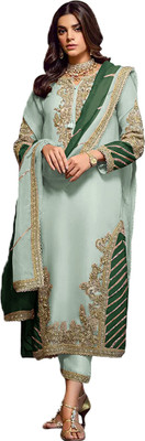 CLOTHTEXTILE Georgette Embroidered Salwar Suit Material