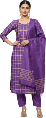 Luxury Silk Viscose Rayon Self Design Kurta with Jacket & Bottom Material