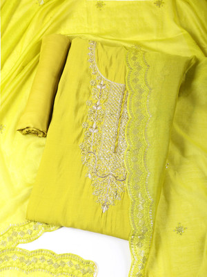 Meena Bazaar Art Silk Embroidered Salwar Suit Material