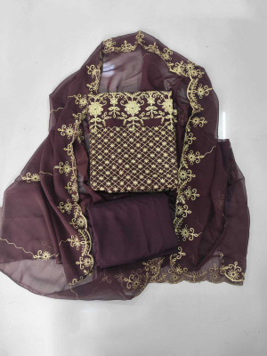 LADYPOTION Georgette Embroidered Salwar Suit Material