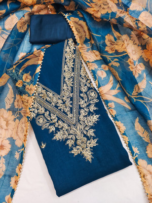 Divastri Silk Blend Embroidered Salwar Suit Material