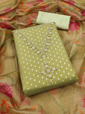 PandadiSaree Art Silk Embroidered Salwar Suit Material