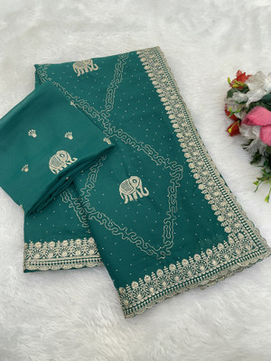 Shreejiimpexx Embroidered Bollywood Georgette Saree(Light Blue)