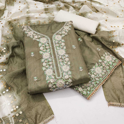 AALSHOP Pure Cotton Embroidered Salwar Suit Material